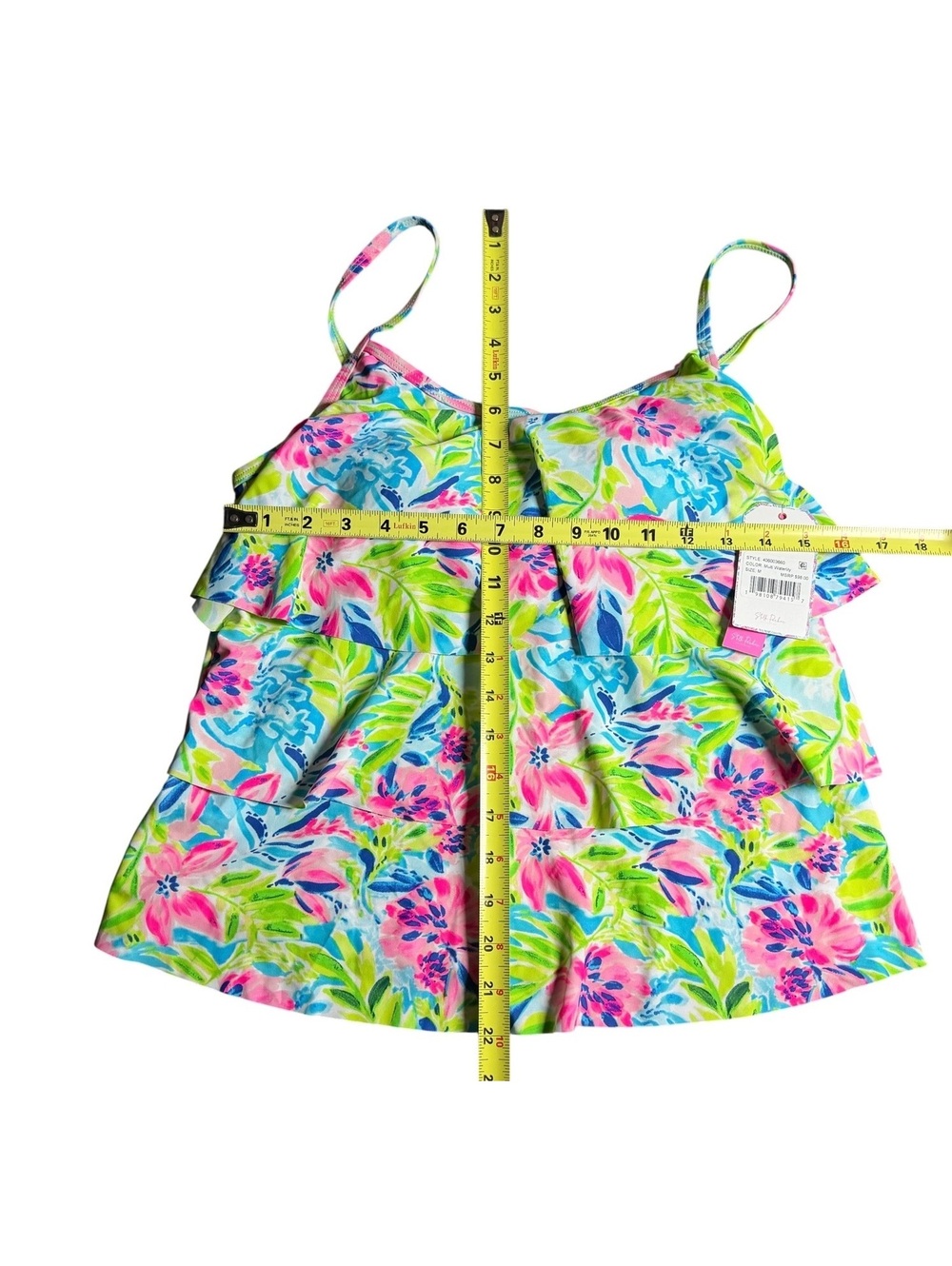 Stella Parker ruffle tiered shelf bra molded cup tankini swim top size M NWT - Picture 3 of 9